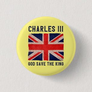 Macaron Rond 2,50 Cm Le roi Charles III Dieu sauve le roi du Royaume-Un