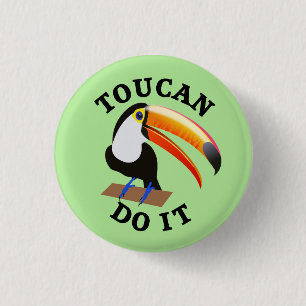 Macaron Rond 2,50 Cm Le toucan le font calembour drôle d'oiseau