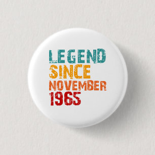 Macaron Rond 2,50 Cm Légende 1965 Cadeaux d'anniversaire 60 ans pour ho