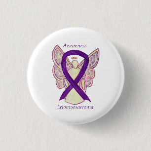 Macaron Rond 2,50 Cm Leiomyosarcoma Purple Award Ribbon Angel Pin