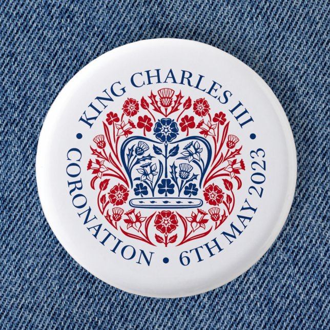 Macaron Rond 2,50 Cm L'emblème du couronnement du roi Charles 2023 (Créateur téléchargé)