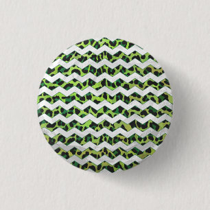 Macaron Rond 2,50 Cm Leopard Chevron noir et vert