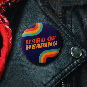 Macaron Rond 2,50 Cm les années 70 Blue Orange Retro Lines Difficile à 