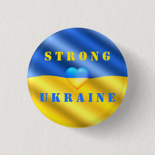 Macaron Rond 2,50 Cm Les boutons ukrainiens soutiennent l'Ukraine - Lib