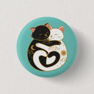 Macaron Rond 2,50 Cm Les chats Yin Yang