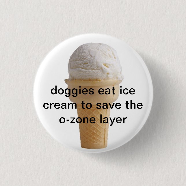 Macaron Rond 2,50 Cm les chienchiens mangent la crème glacée (Devant)