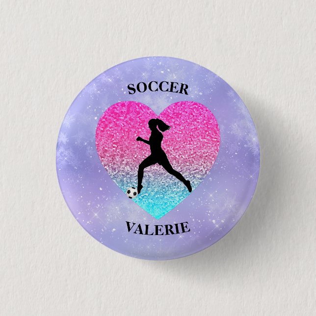 Macaron Rond 2,50 Cm Les filles aiment le football (Devant)