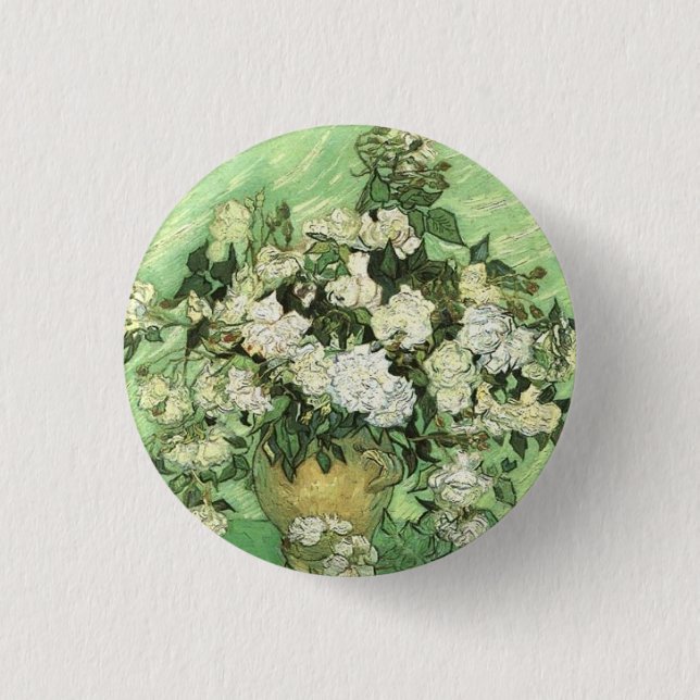 Macaron Rond 2,50 Cm Les fleurs de Van Gogh dans Vase (Devant)
