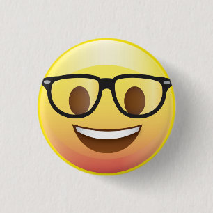 Macaron Rond 2,50 Cm Les verres nerd heureux Emoji font face au Pin