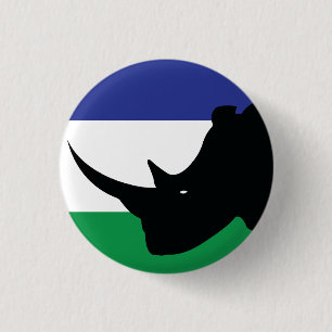 Macaron Rond 2,50 Cm Lesotho Black rhino Basotho Drapeau animal nationa
