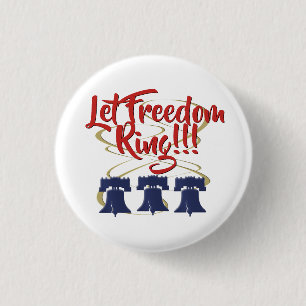 Macaron Rond 2,50 Cm Let Freedom Ring Liberty Bell - Rouge blanc et ble