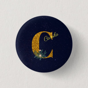 MACARON ROND 2,50 CM LETTRE C MONOME D'OR