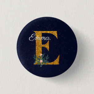 MACARON ROND 2,50 CM LETTRE E MONOGRAMME D'OR
