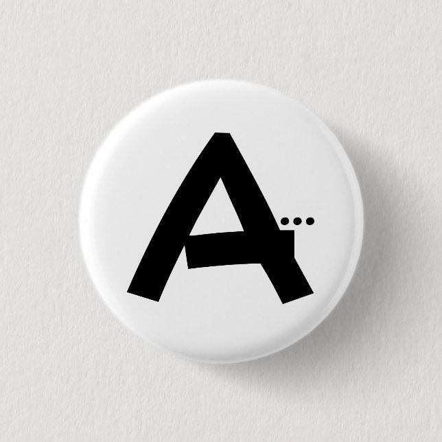 Macaron Rond 2,50 Cm LETTRE INITIALE A Bouton Moderne Monogramme (Devant)