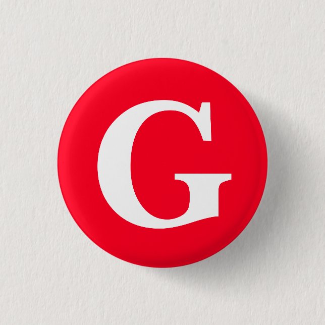 Macaron Rond 2,50 Cm Lettre initiale Monogramme Rouge Blanc Plaine Simp (Devant)