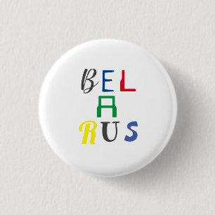 Macaron Rond 2,50 Cm Lettres Belarus Беларусь Épinglette Colorée