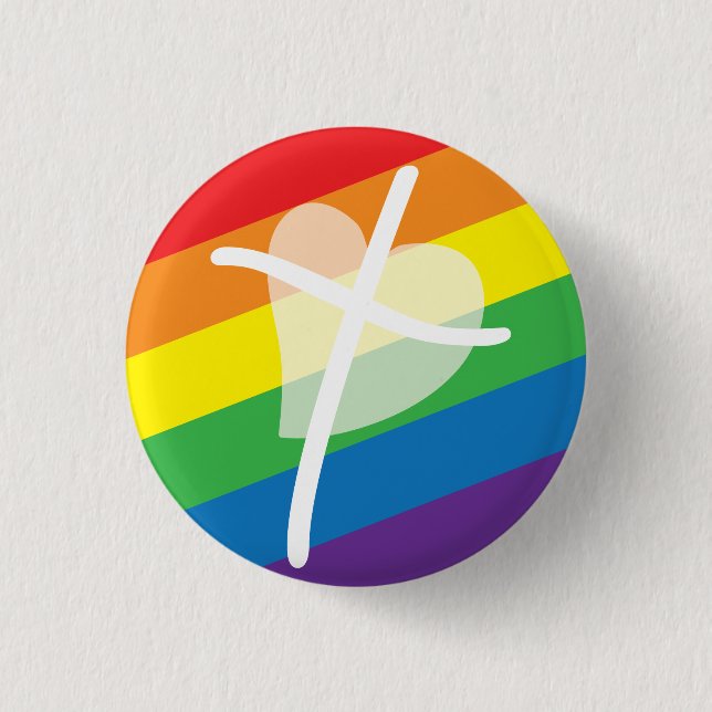 Macaron Rond 2,50 Cm LGBTQI Christian Ally Accueillir l'église Dieu est (Devant)