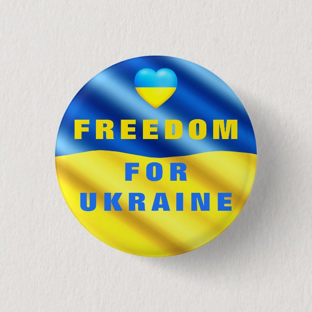 Macaron Rond 2,50 Cm Liberté Pour L'Ukraine - Bouton Drapeau - Soutien  (Devant)