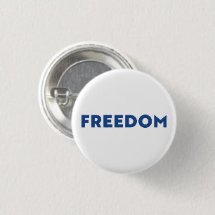 Macaron Rond 2,50 Cm Liberté typographie moderne minimaliste bleu blanc
