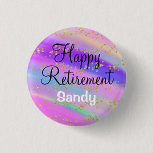 Macaron Rond 2,50 Cm Licorne de retraite heureuse colorée Paillettes do