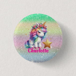 Macaron Rond 2,50 Cm Licorne magique étoile scintillante