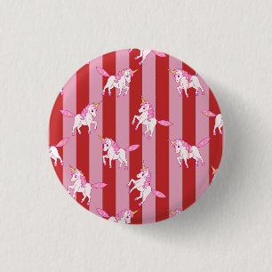 Macaron Rond 2,50 Cm Licorne rayée rose et rouge