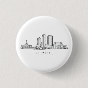 Macaron Rond 2,50 Cm Ligne artistique minimaliste de la skyline de Fort