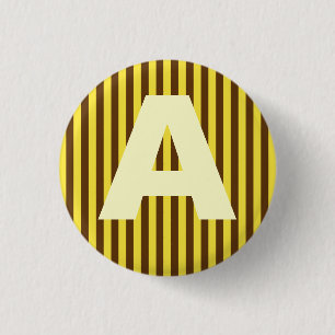 Macaron Rond 2,50 Cm Lignes jaunes capitales bouton d'alphabet