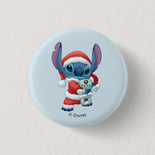 Macaron Rond 2,50 Cm Lilo et Stitch  Stitch du Père Noël