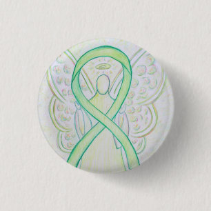 Macaron Rond 2,50 Cm Lime Green Angel Sensibilisation Ruban Art Lapin P