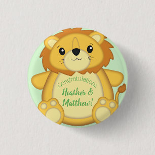 Macaron Rond 2,50 Cm Lion Baby shower vert