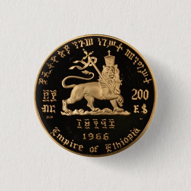 Macaron Rond 2,50 Cm Lion de Juda - Haile Selassie - Bouton Rastafari (Devant)