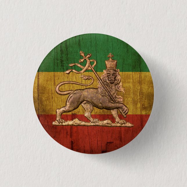 Macaron Rond 2,50 Cm Lion de Juda - Haile Selassie - Bouton Rastafari (Devant)