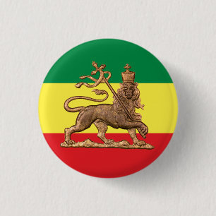 Macaron Rond 2,50 Cm Lion de Juda - Haile Selassie - Bouton Rastafari
