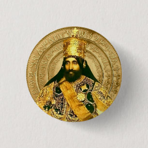 Macaron Rond 2,50 Cm Lion de Juda Jah Armée Haile Selassie Rasta Roots