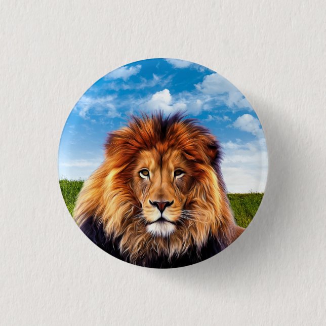 Macaron Rond 2,50 Cm Lion le roi de la forêt (Devant)