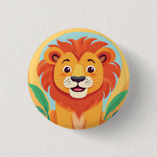 Macaron Rond 2,50 Cm Lion mignonne Face safari jungle sauvage fête d'an
