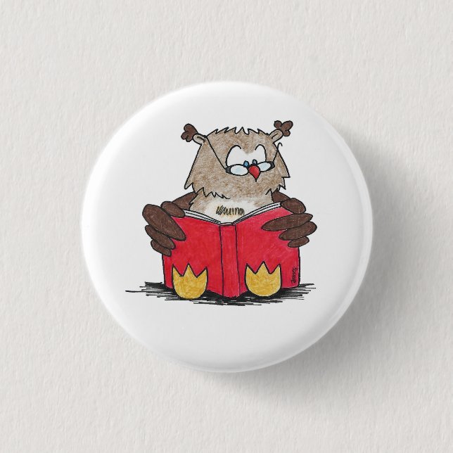 Macaron Rond 2,50 Cm LIRE Bouton OWL par Nicole Janes (Devant)