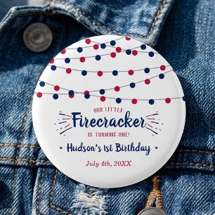 Macaron Rond 2,50 Cm Little Firecracker 4 juillet 1ère fête d'anniversa