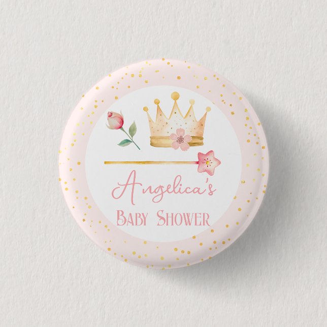 Macaron Rond 2,50 Cm Little Princess Pink Royal Baby shower (Devant)