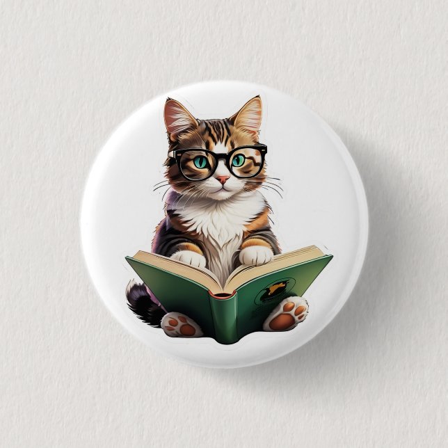 Macaron Rond 2,50 Cm Livre de lecture Cat (Devant)