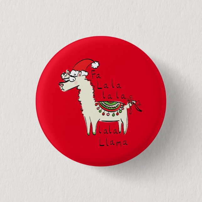 Macaron Rond 2,50 Cm Llama Cute Drôle Noël Vacances (Devant)