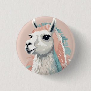 Macaron Rond 2,50 Cm Llama mignonne à la fourrure colorée sur la tête