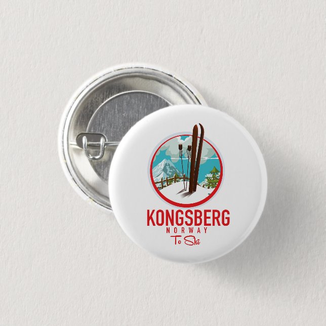 Macaron Rond 2,50 Cm Logo de Kongsberg Norway Ski (Devant & derrière)