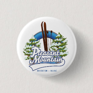 Macaron Rond 2,50 Cm Logo de Pleasant Mountain Ski Bridgton.