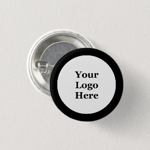 Macaron Rond 2,50 Cm Logo de société noir et blanc avec bordure