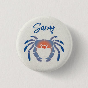 Macaron Rond 2,50 Cm Logo du crabe bleu