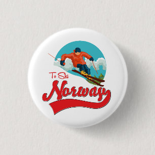 Macaron Rond 2,50 Cm logo Norvège pour skier.