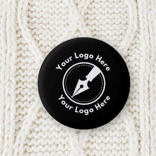 Macaron Rond 2,50 Cm Logo personnalisé Entreprise Noir moderne Noir Noi