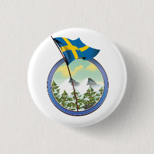 Macaron Rond 2,50 Cm Logo rétro de Suède